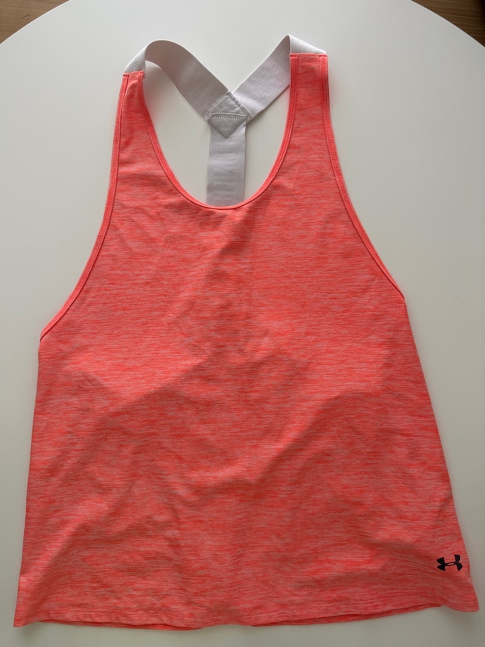 Under Armour Neon Coral Racerback Workout Tank with White Straps